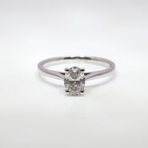 A beautiful Oval Lab Grown Diamond Ring size 0.51cts, F in Colour and VS2 Clarity set in a 9ct white gold band.