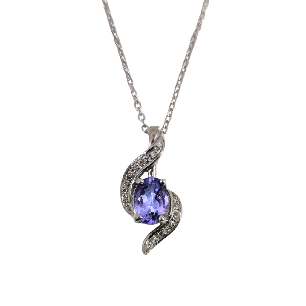 Swirled tanzanite pendant necklace