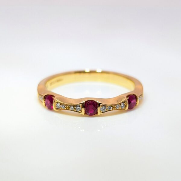 18ct Yellow Gold Ruby and Diamond Half Eternity Ring