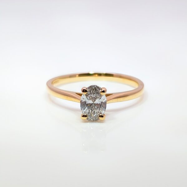 This popular Oval Lab Grown Diamond Ring has a 0.50ct stone set in a 9ct yellow band. Perfect pick for an Engagement Ring.