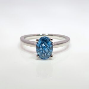 NEW Platinum Vivid Blue Lab Grown Diamond Ring with IGI Certification. The diamond is 1.50cts in size and VS2.