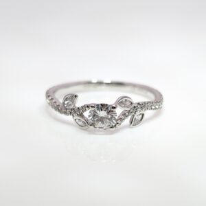 Platinum 0.33ct Diamond Solitaire Ring with Marquise Leaf Design