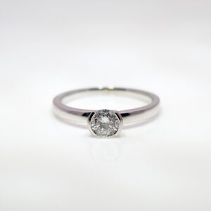 18ct White Gold Half Bezel Solitaire Diamond Ring