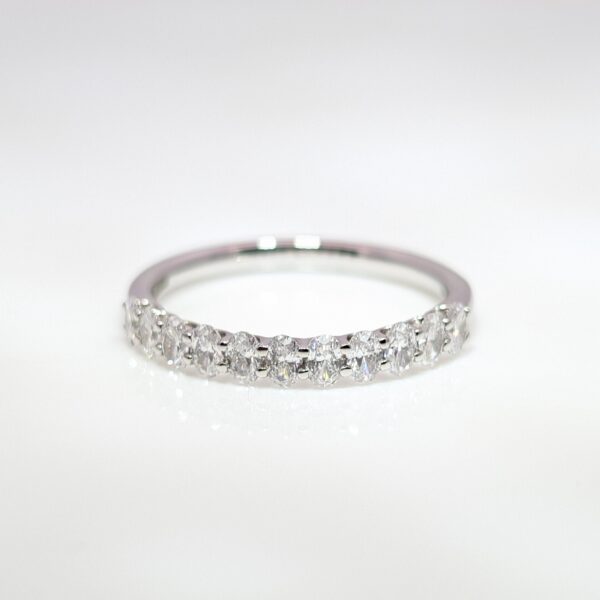 Platinum Oval 0.60ct Half Eternity Diamond Ring