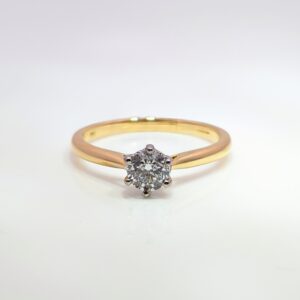 18ct Yellow Gold and Platinum 0.40ct Round Brilliant Cut Diamond Ring