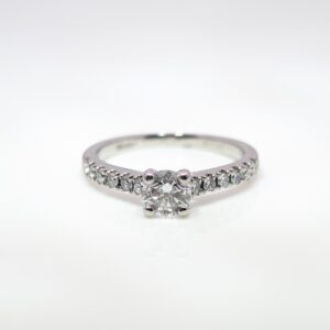 Platinum 0.43ct Diamond Ring with Micro-Claw Diamond Shoulders