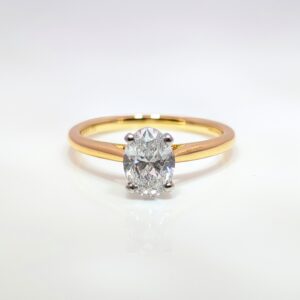 18ct and Platinum 1.01ct Oval Diamond Engagement Ring